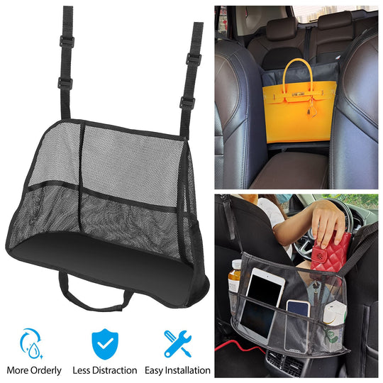 Car Net Pocket Handbag Holder Car Storage Netting Pouch Seat Side Storage Mesh Organizers Bag For Purse Phone Documents Barrier Pets Kids At Backseat