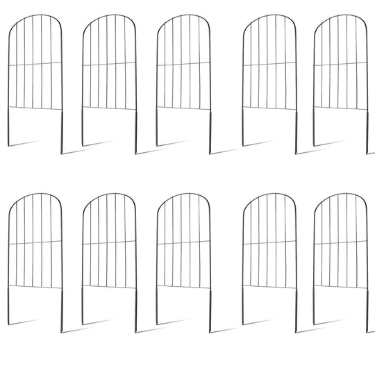 10Pcs Decorative Garden Fence Rustproof Iron Wire Arched Fence Animal Barrier Border 12.59Ó Width 23.93Ó Length For Yard Landscape Patio Outdoor Decor