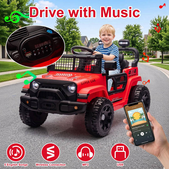 24V Kids Ride On Car with Remote Control & 4WD