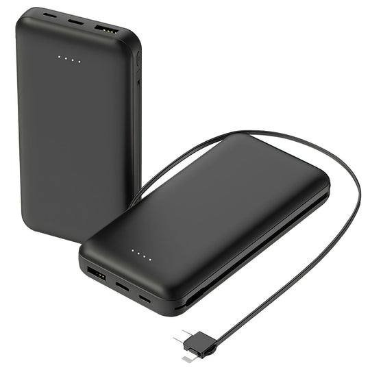 10000mAh Power Bank Portable Phone Charger External Battery Pack with LT & Type-C Double-ended Cable Type-C USB Cable Fit For IOSPhone 14 Android And