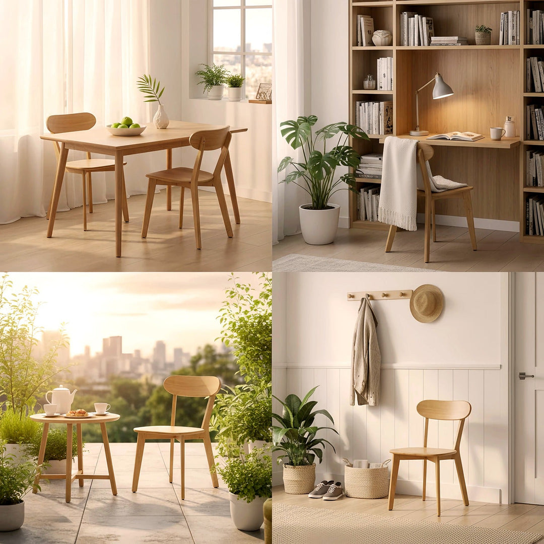 Solid Wood Dining Chair with Curved Backrest