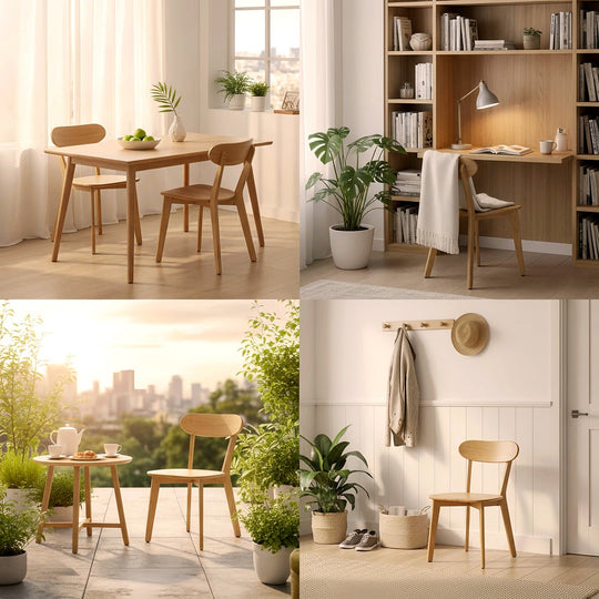 Solid Wood Dining Chair with Curved Backrest