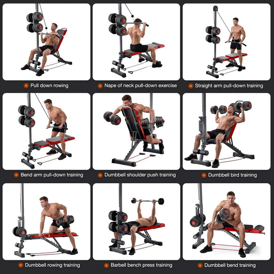 Multi-Functional Weight Bench with Pulley System