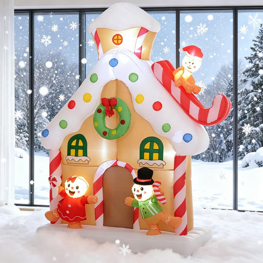 Inflatable Gingerbread House Christmas Decoration 7.2FT with LED Lights