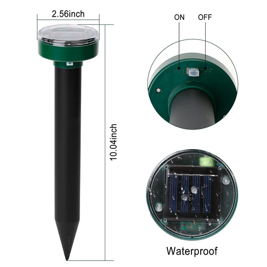 4PCS Solar Sonic Mole Repellers – Waterproof Outdoor Pest Stakes