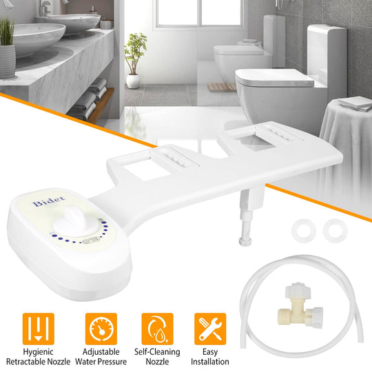 Bidet Fresh Water Spray No Electric Mechanical Bidet Toilet Seat Attachment Adjustable Water Pressure