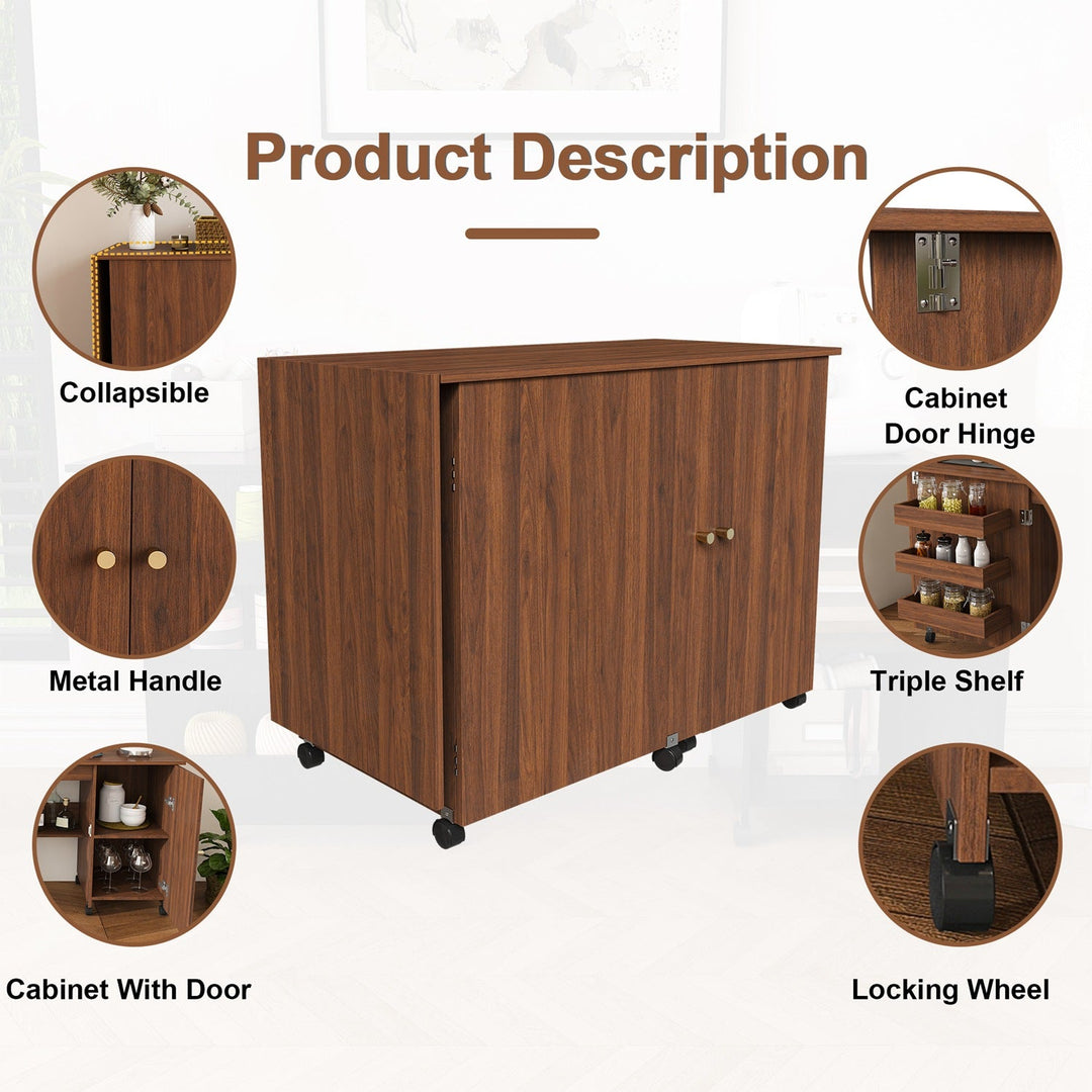 57.5" Foldable Sewing Machine Table with Storage & Casters