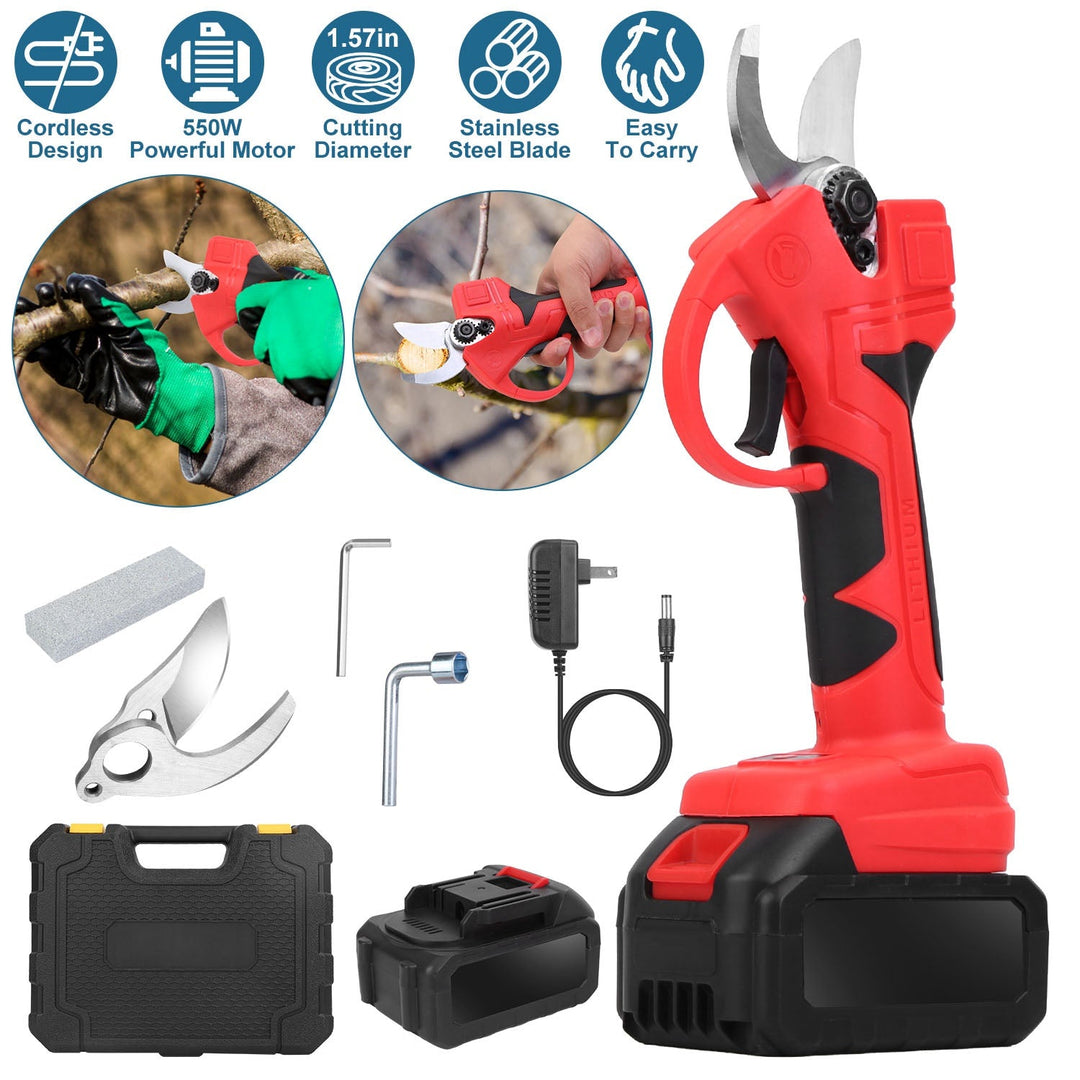Cordless Electric Pruning Shears 21V with 2 Batteries