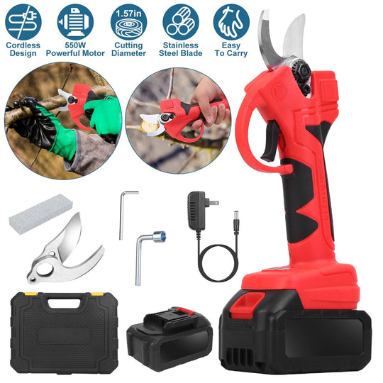 Cordless Electric Pruning Shears 21V with 2 Batteries