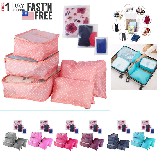 9Pcs Clothes Storage Bags Water-Resistant Travel Luggage Organizer Clothing Packing Cubes for Blouse Hosiery Stocking Underwear