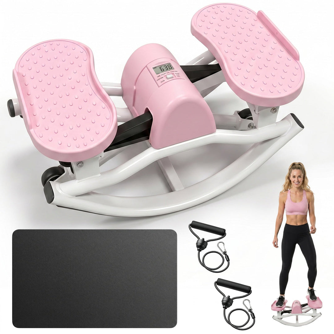 Compact Swing Stepper with Resistance Bands & LCD Monitor
