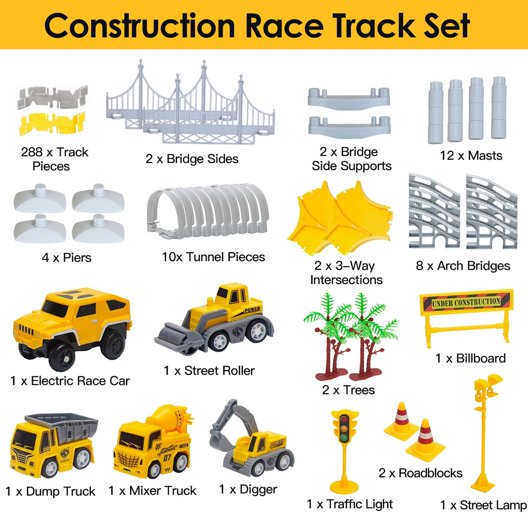 GBruno 340Pcs Construction Race Track Set