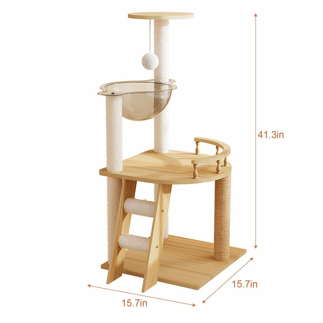 Cat Tree Tower 41" with Acrylic Hammock & Sisal Posts