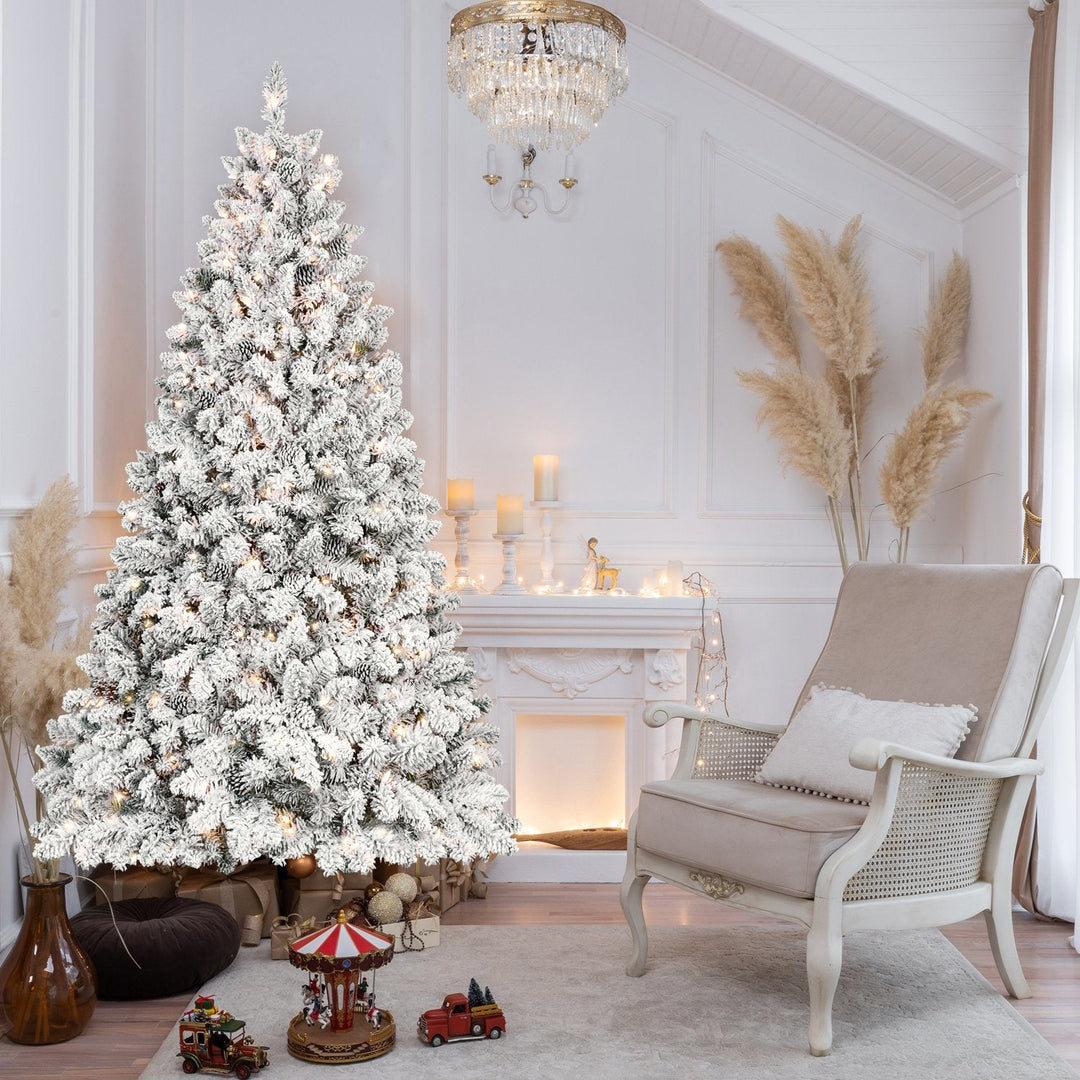 5FT Pre-Lit Flocked Christmas Tree with 300 Warm White LEDs