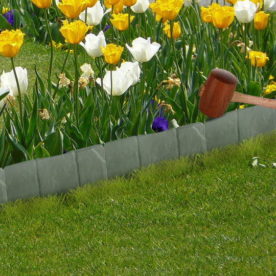 20 PCS Cobbled Stone Effect Plastic Garden Lawn Border Edging