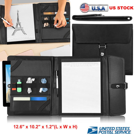 Padfolio Portfolio Folder Business Document Organizer PU Leather Padfolio Holder Case for 9.7" iPad Tablet Business Cards