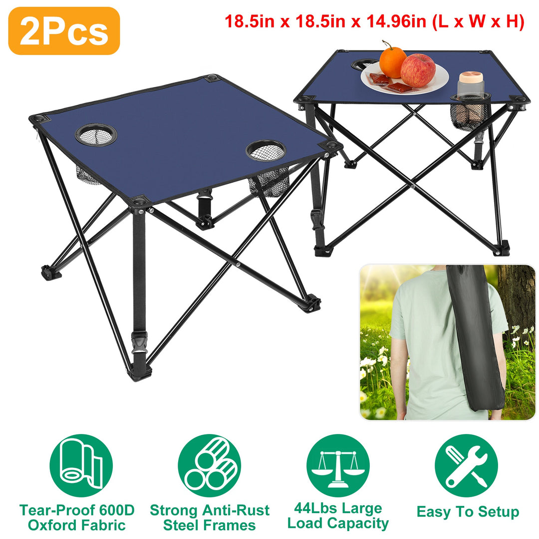 Portable Folding Camping Table with Cup Holders & Carry Bag