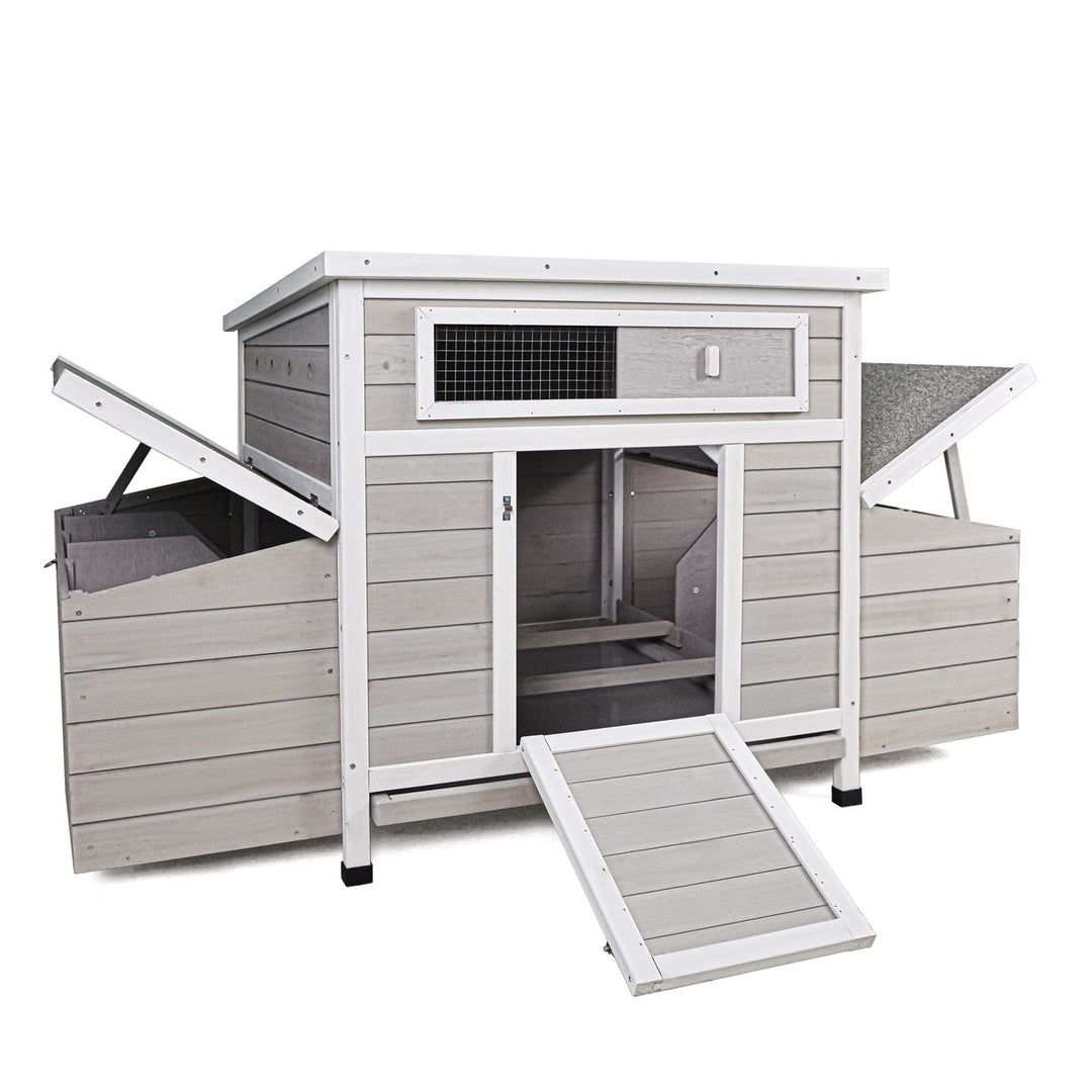 Wooden Chicken Coop for 3-6 Chickens with 6 Nesting Boxes