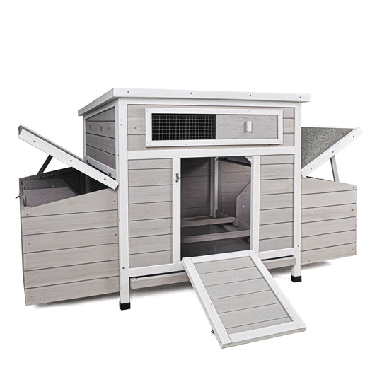 Wooden Chicken Coop for 3-6 Chickens with 6 Nesting Boxes