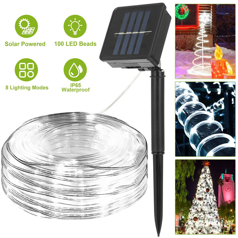 Solar Powered String Lights Outdoor 39.37FT 100 LED 8 Modes Solar Fairy Rope Lamp IP65 Waterproof Decorative Lights For Home Garden Parties