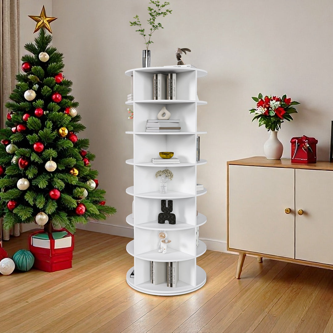 7-Tier Rotating Shoe Rack Tower, 360° Spinning Shoe Organizer with 28 Pairs Capacity, Freestanding Vertical Shoe Storage