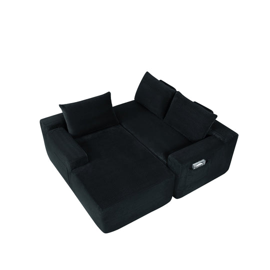 Cloud L-Shaped Corduroy Sectional Sofa with Chaise Lounge