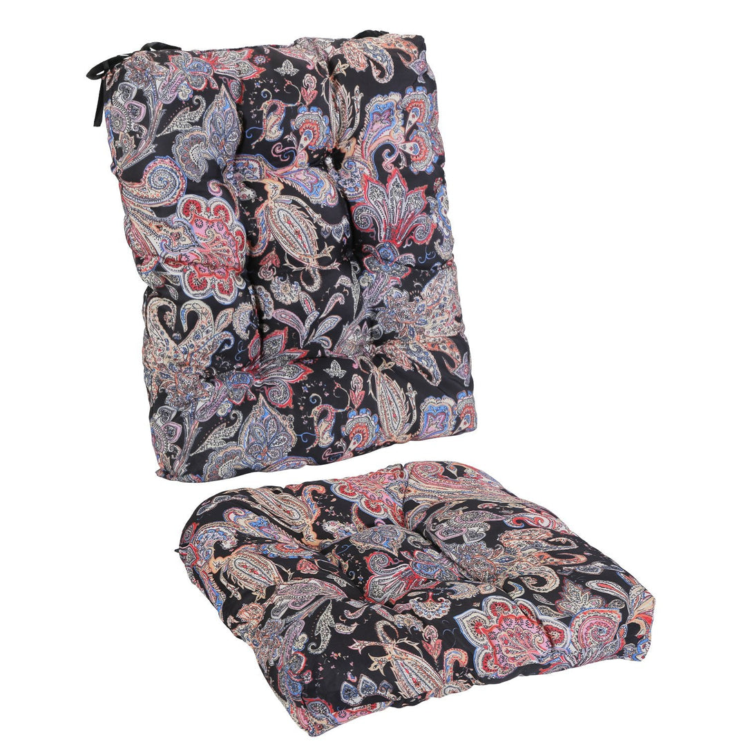 2Pcs Waterproof Rocking Chair Cushion Upper And Lower Back And Seat Sets with Non-Slip Ties Oxford Cloth Surface Polyester Filling Comfortable for Ind