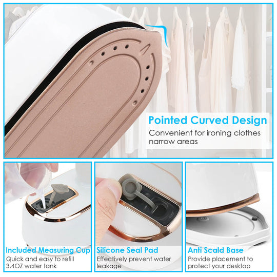 Portable Handheld Garment Steamer with 180° Rotatable Handle