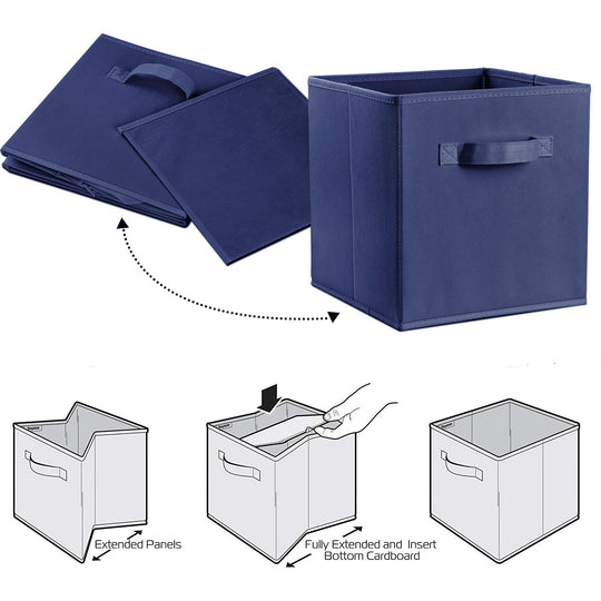 iMounTEK 4 Pack Foldable Storage Cube Bins Cloths Closet Space Organizer Basket Shelves Box for Clothes Toys Books Cabinet