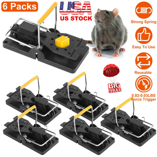 6Packs Mouse Traps Reusable Rat Rodent Killer Effective Pest Control Mouse Catcher Mice Snap Kill Trap