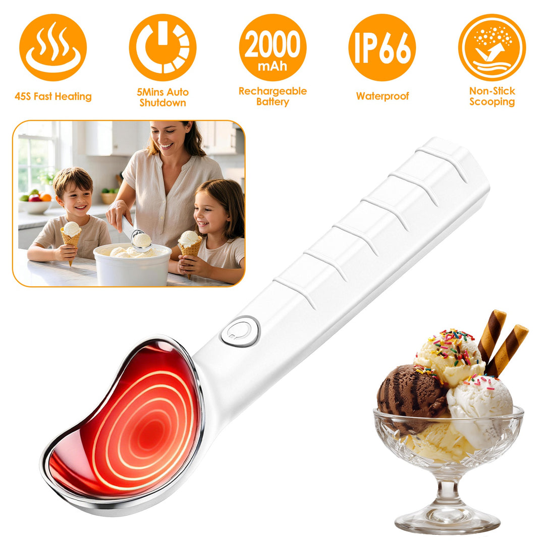 Heated Ice Cream Scoop - Rechargeable Electric with Fast Heating