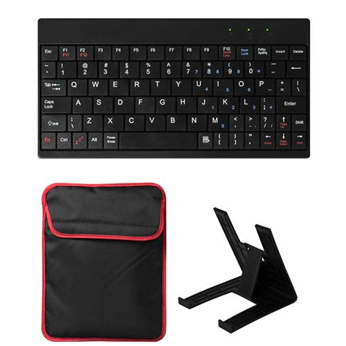 Tablet Sleeve with Stand, USB Mini Keyboard & Dual Pockets (Under 10")
