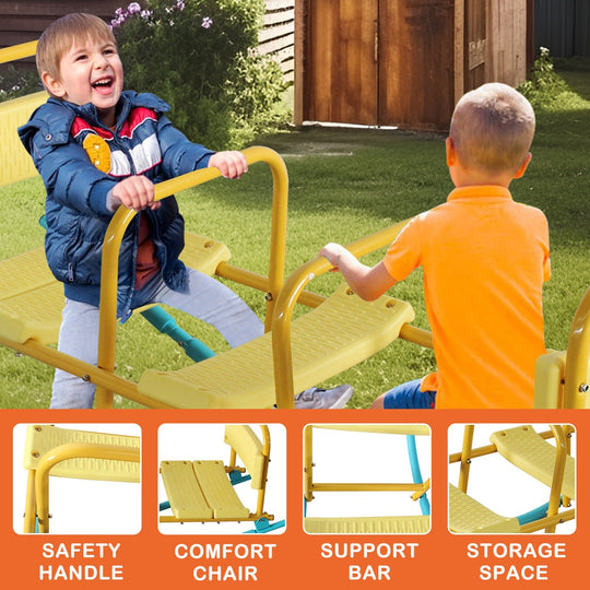 3-Seat Rocking Seesaw for Kids with Safety Handles & Backrests
