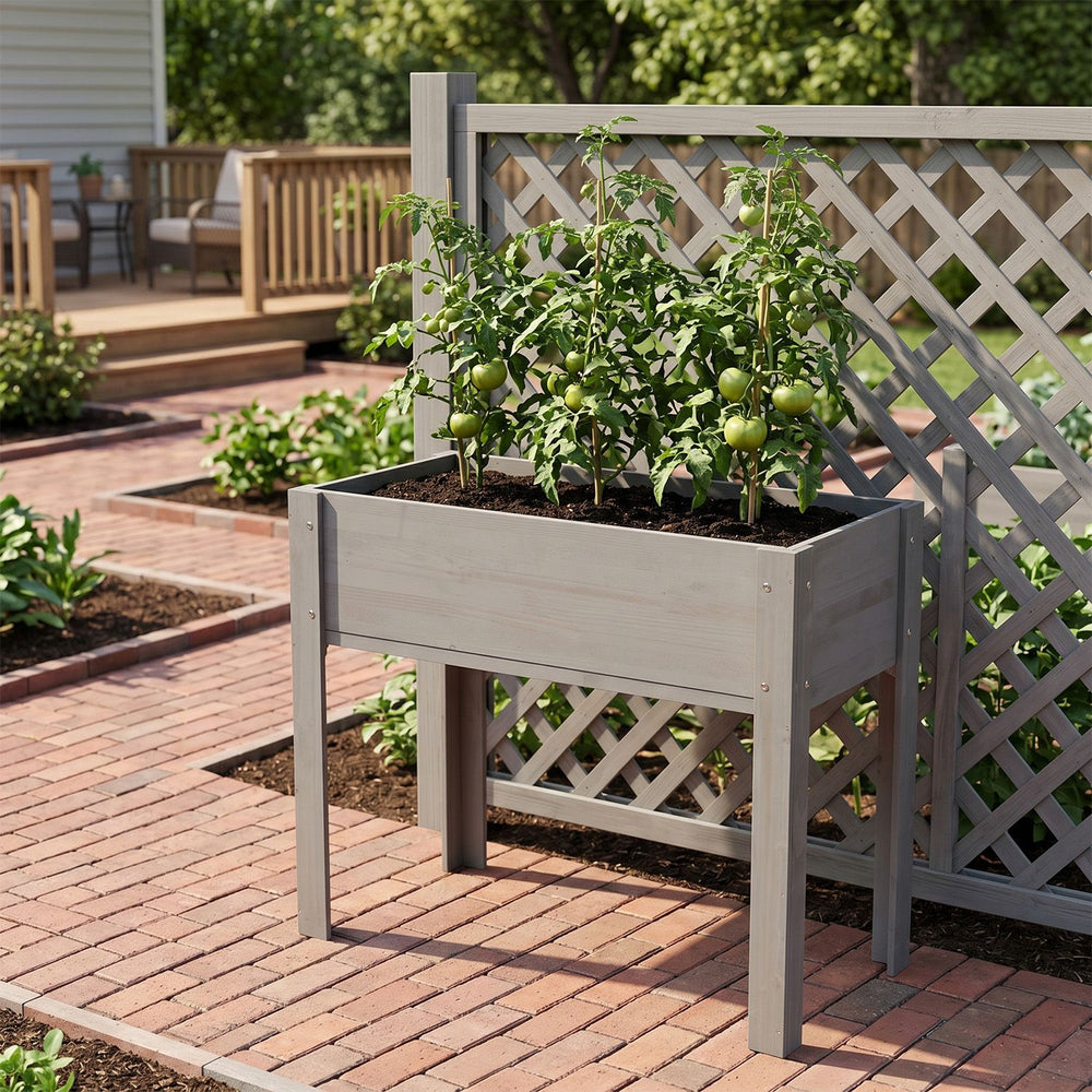 31x16x30in Elevated Raised Garden Bed with Legs, Wooden Planter Box for Outdoor Vegetable Herb Flower Fruit Growing