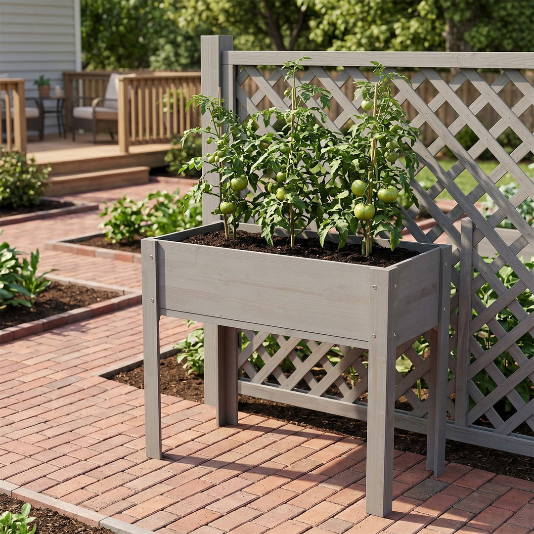 31x16x30in Elevated Raised Garden Bed with Legs, Wooden Planter Box for Outdoor Vegetable Herb Flower Fruit Growing