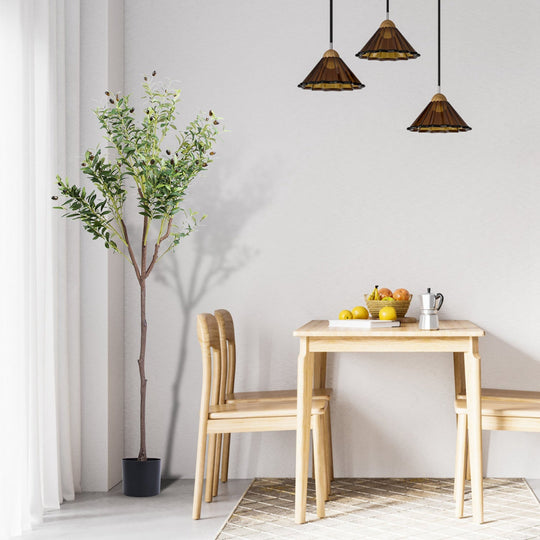 5.9FT Artificial Olive Tree Tall Fake Olive Plant Faux Potted Olive Tree with Lush Olive Branches and FruitsÊwith Black Planter Pot for Modern Home Of