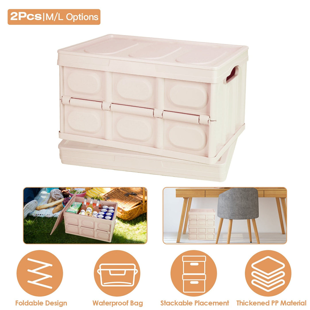 2Pcs 30L Collapsible Storage Bins With Dustproof Lid Waterproof Interior Bag Handle Stackable Storage Box Container Utility Organizer Crate For Campin