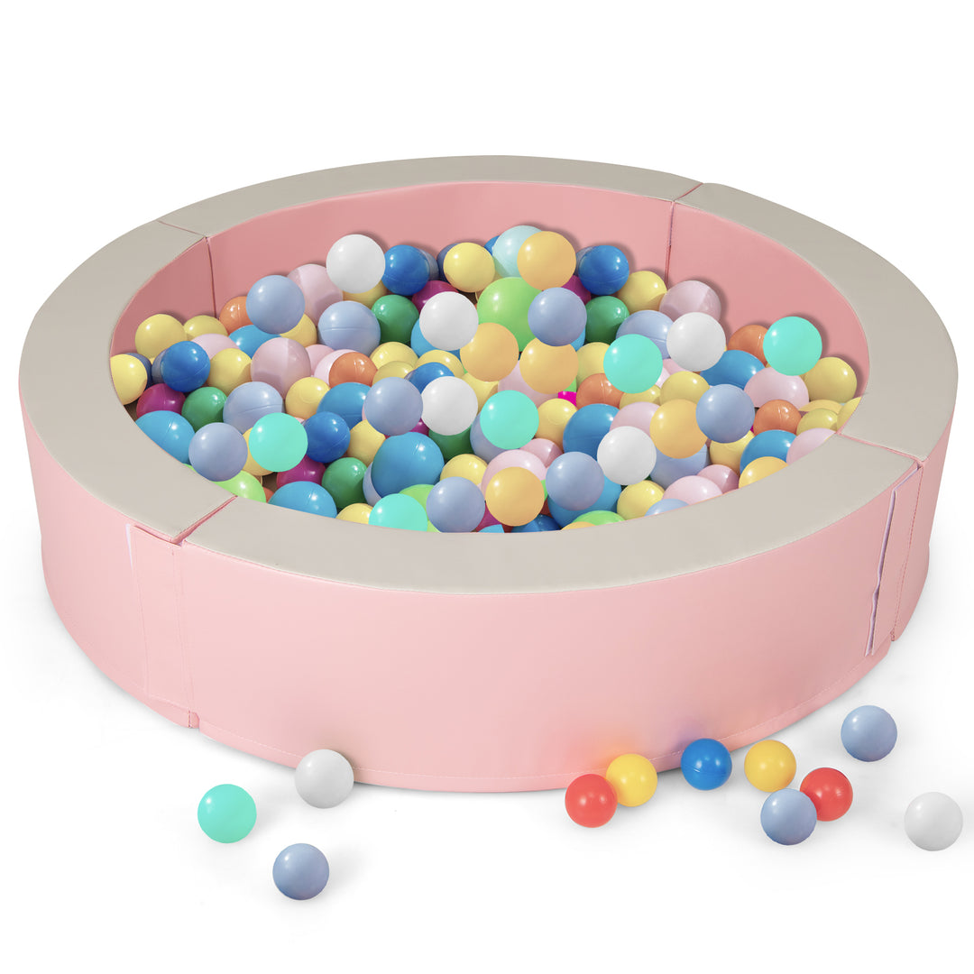Detachable Foam Ball Pit with 50 Colorful Ocean Balls-Pink