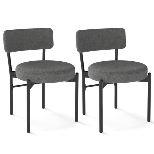 Dining Chair Set of 2 with Curved Backrest and Padded Seat