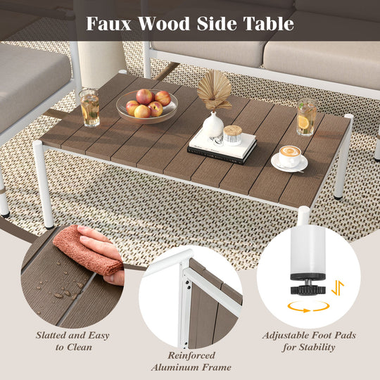 Patio Loveseat Sofa with Coffee Table Set with Thick Cushions