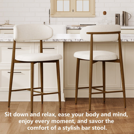 Counter Height Bar Stools Set of 2 with Curved Backrest