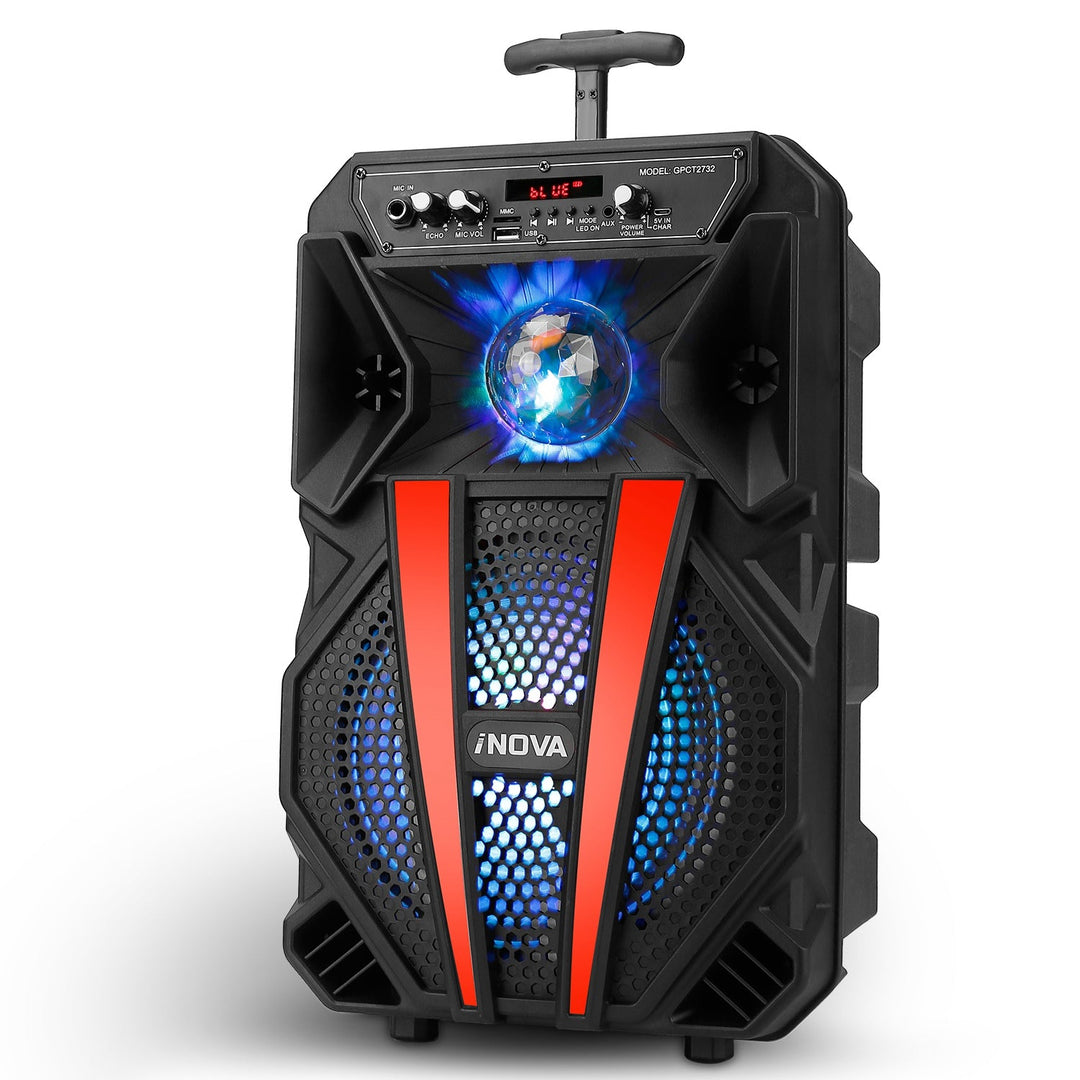 8Ó Wireless Party Speaker Subwoofer Bass Portable TWS Party Speaker w/ Microphone Support FM Radio Remote Control MMC Car Slot LED Colorful Lights