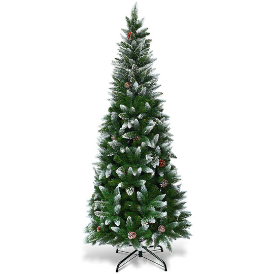 5/6/7.5 Feet Artificial Pencil Christmas Tree with Pine Cones
