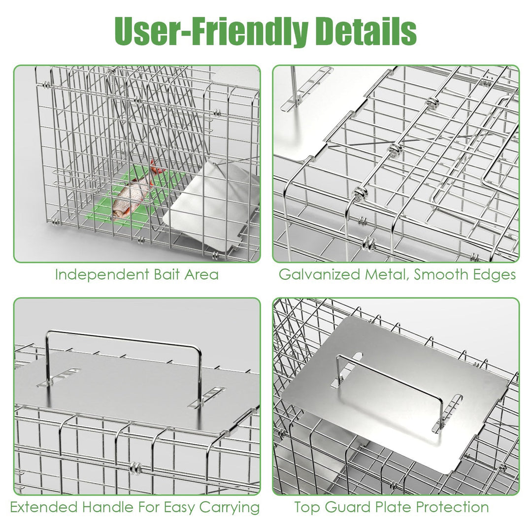 31×12×11" Heavy-Duty Folding Animal Trap | Humane Catch-and-Release Cage