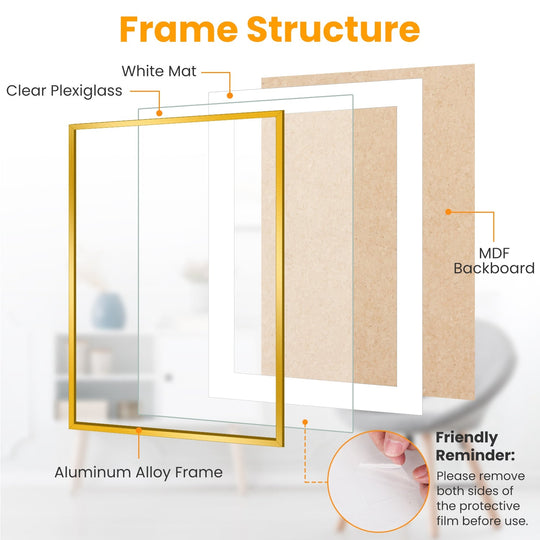 2 Packs 16x24in Picture Frames Wall Gallery Photo Frame Wall Mounted Poster Display Frame  for Horizontal Vertical Wall Mounted
