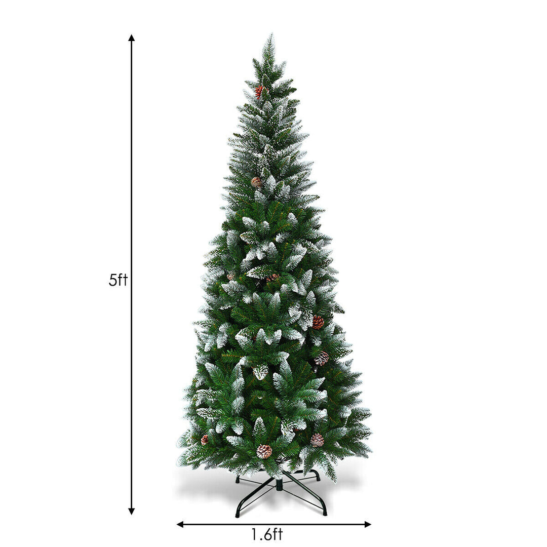 5/6/7.5 Feet Artificial Pencil Christmas Tree with Pine Cones