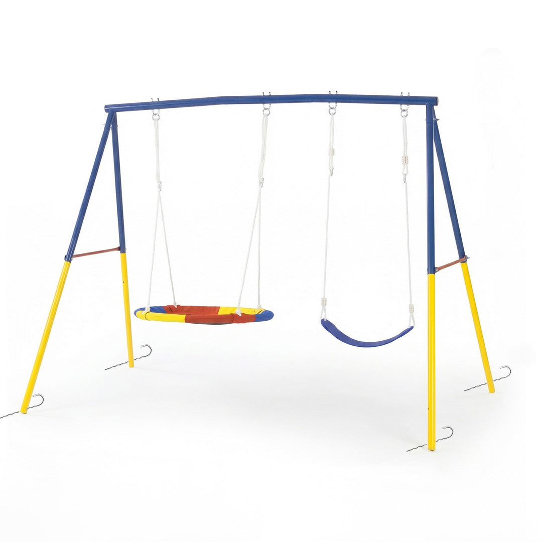 Outdoor Swing Set with Saucer & Belt Swings - 330lbs Capacity