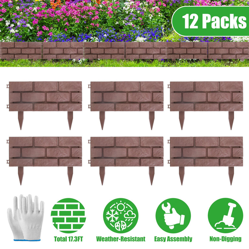 Garden Border Edging Panels 12-Pack with Rotatable Connectors