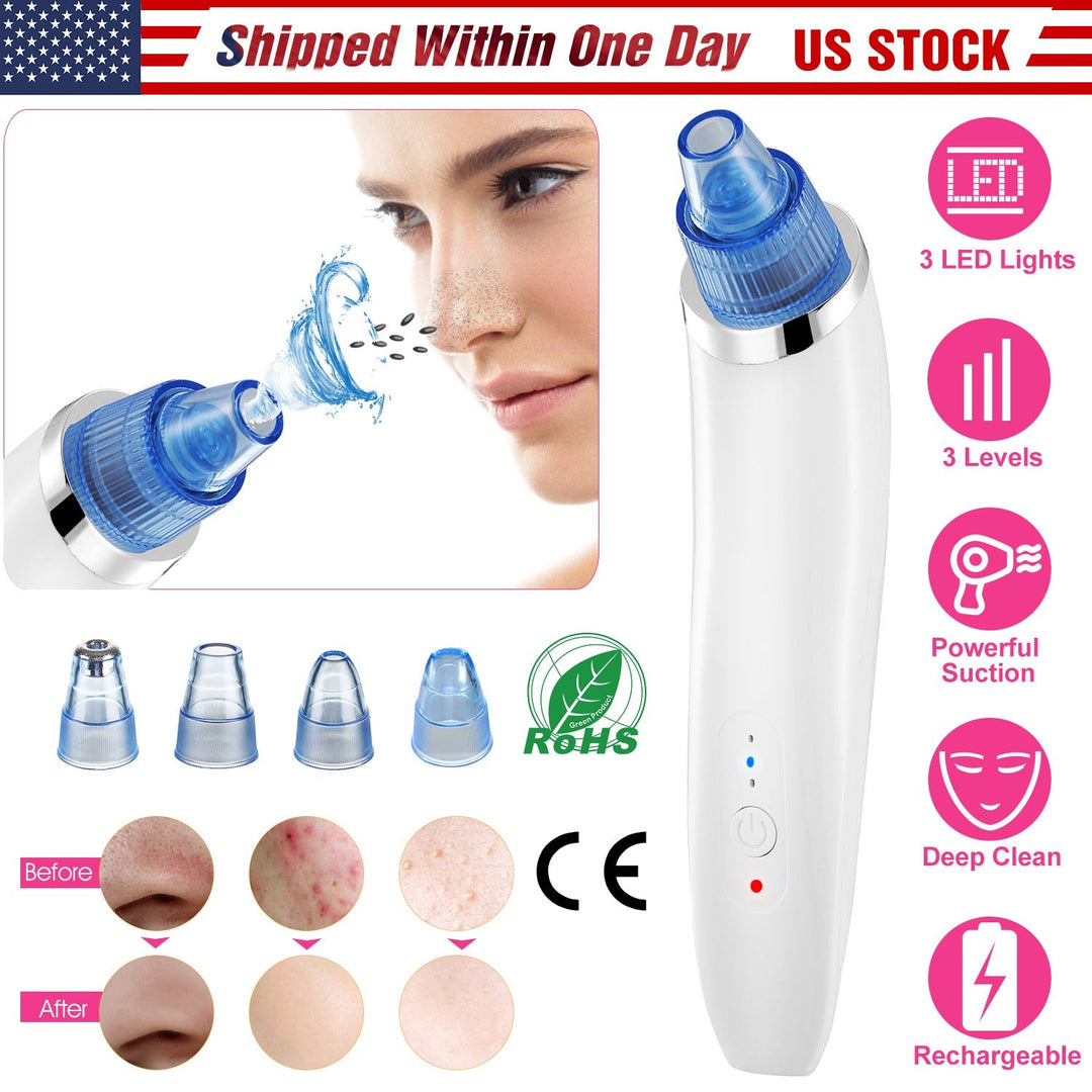 Electronic Blackhead Remover Vacuum Suction Facial Acne Pore Cleaner Blackhead Extractor Tool Device with 4 Heads