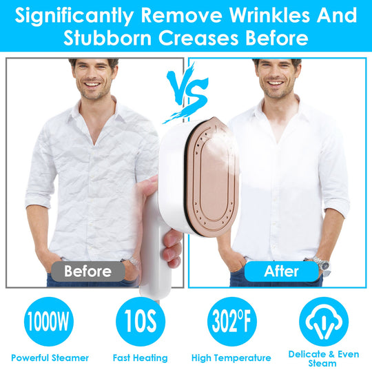 Portable Handheld Garment Steamer with 180° Rotatable Handle